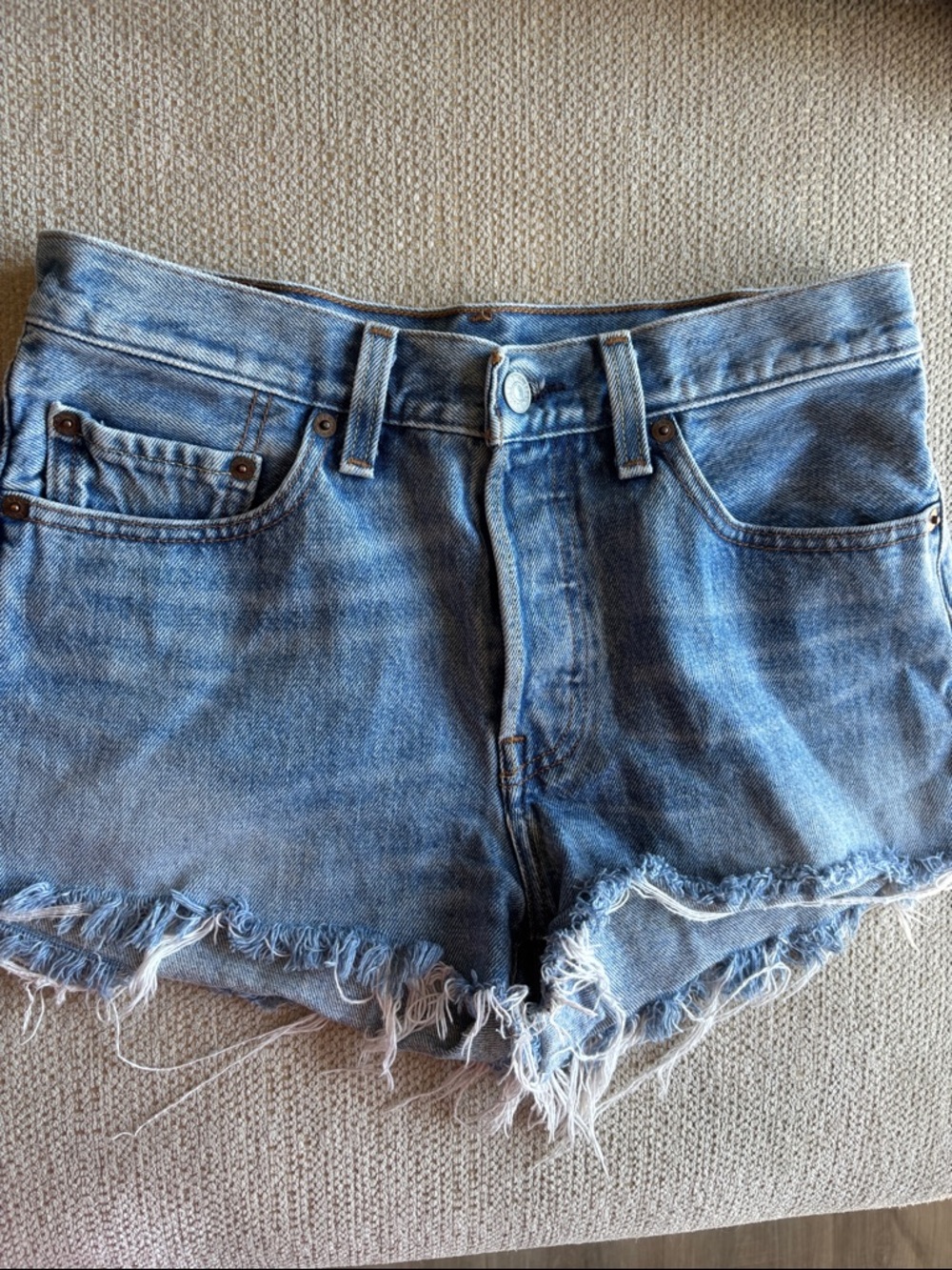 High-Rise Blue Denim Cutoff Shorts